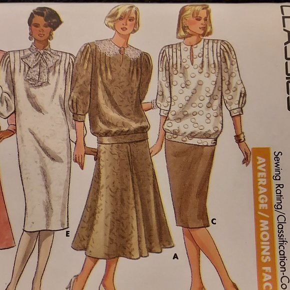 VINTAGE BUTTERICK CLASSIC 5 DRESS PATTERNS.  1987 #5769 SIZE 18 TAILLE - Picture 3 of 5